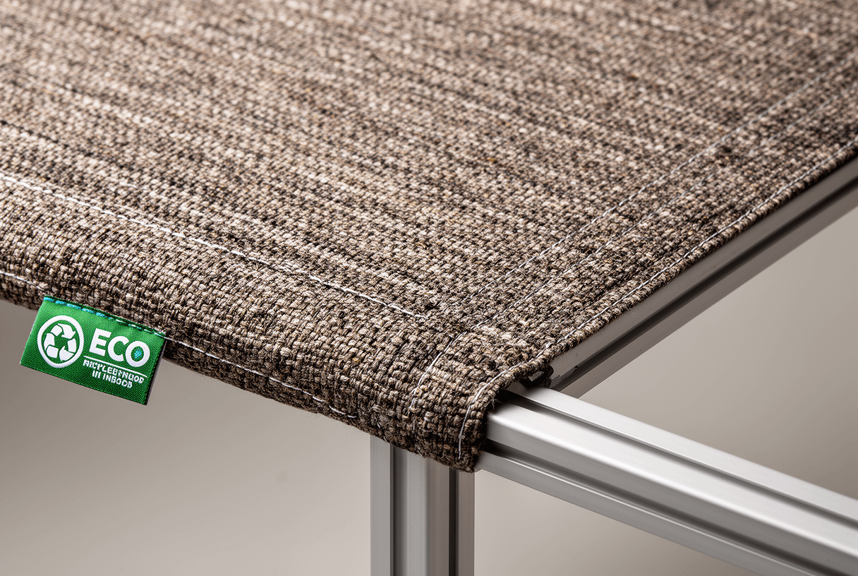 Détail textile recyclé d'un stand éco-conçu